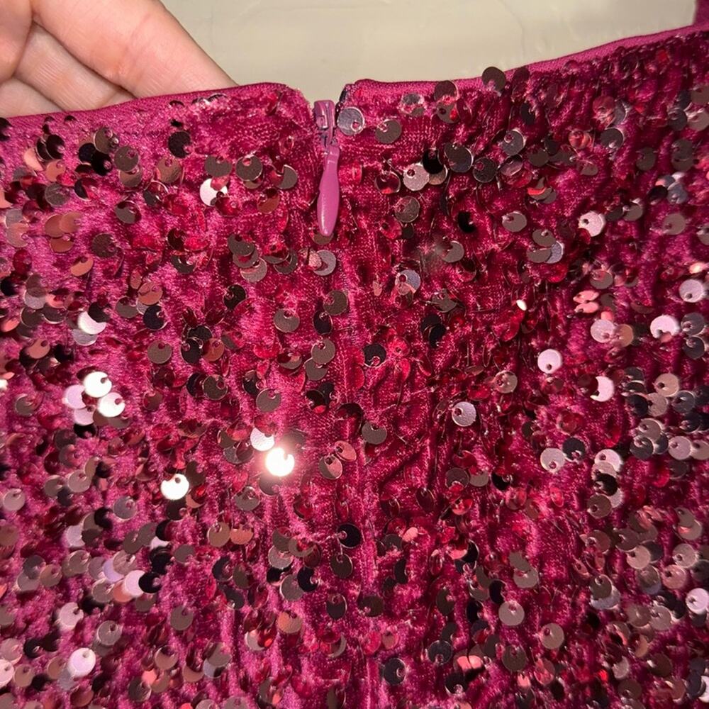 Altar’d state disco dress pink sequins puff sleeve mini party dress size small - Picture 5 of 9